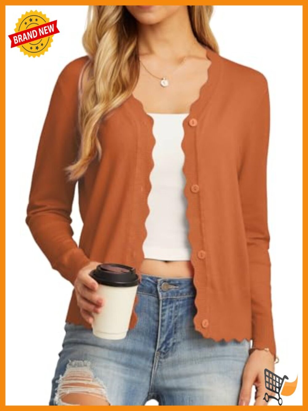 Long Sleeve V-Neck Button Down Cardigan Knit Shrug Sweater
